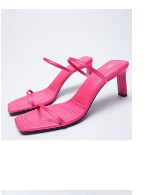 NWT Zara HEELED SANDALS W/ THIN STRAPS PINK SZ-9